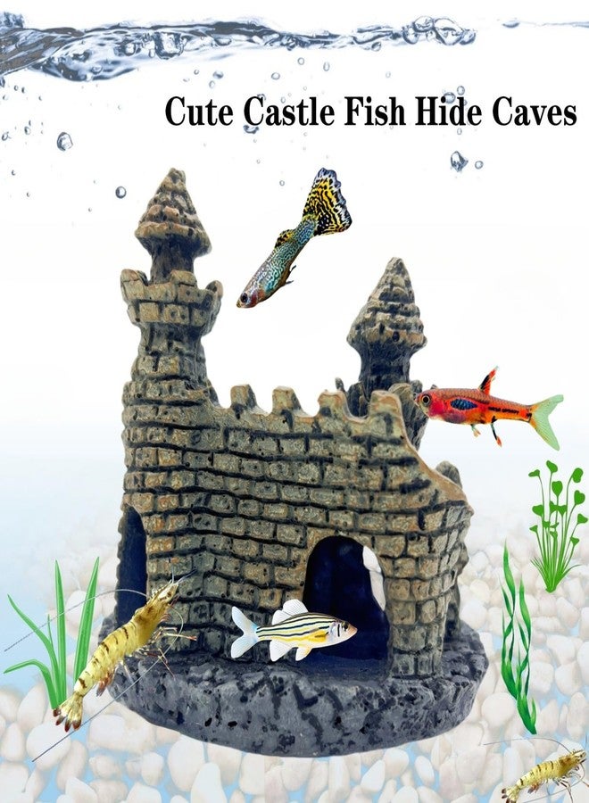 Odebyata Small Aquarium Castle Decor , Mini Cute Fish Tank Castle Ornaments, Young Little Fish Fish Larvaes Shrimp Hide Caves Hideout for Small Medium Fish Tank Decor Crab Cichlid Betta Tank Decor (Brown) - Image 5